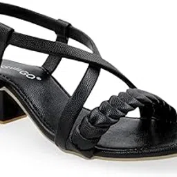 legs go Comfortable Black Heels for Women | Fashion Slip-On with Stylish Crisscross Straps-picture-22