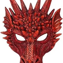 Wanna Party Dragon Mask Head Party Cosplay Mask Masquerade Mask for Carnival Shows Festivals and Halloween Parties- Red-picture-14
