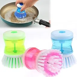 Tanna Enterprise (1 Pc's) Dish/Washbasin Plastic Cleaning Brush with Liquid Soap Dispenser Plastic Wash Basin Brush Cleaner with Liquid Soap Dispenser (Multicolour)-picture-50