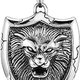 lila Fashion Jewellery Stainless Steel Shield Pendant Gift for Men King Of Lion Pendant Necklace Jewelry for Boy Girl Gifts Necklace for Men Women Spiritual Party Jewelry-picture-45