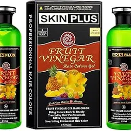 Skin Plus Fruit Vinegar Hair Colour Gel, Natural Black, 500ml*2, Professional Hair Dye-picture-21