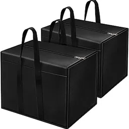 TEKCOOL 2 Pack Moisture Proof Nylon Large Size Underbed Storage Bag For Clothes (54 x 46 x 28 cm) - Black, Rectangular-picture-26