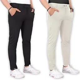 gibbonte Men's Stylish Slim Fit Lycra Blend Trousers for Men - Pack of 2 (Combo) Formal Pants for Men | Stretchable Regular Office and Formal Wear | Comfortable Solid Casual, Business, and Work Trousers-picture-27