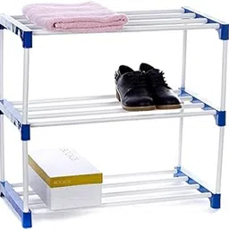 KYNE Multipurpose Portable Plastic Shoe Rack for Home Storage, Foldable Wide Storage Rack for Books. Toys, Easy to Move & Assemble (Blue)-picture-18