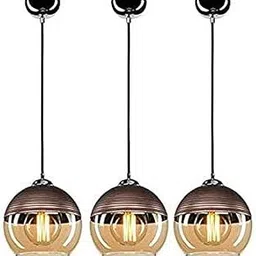 MAZAYA Modern Antique Glass Doom Hanging Pendant for Living Room| Ceiling Light for Bedroom, Drawing Room and Office (Pack of 3)(Bulb not Included)-picture-18