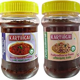 KARTHIGAI Instant Vathakulambu & Puliyodharai Paste Combo Pack of 2 | Ready-to-Use South Indian Tamarind Curry & Rice Mix | 200g Each | Natural Ingredients | Authentic Spicy Flavor-picture-27