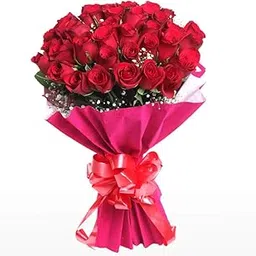 Valentine's Special Fresh Flower Bouquet of 40 Red Roses in Paper Wrapping-picture-26