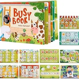 Montessori Busy Book for Kids - Educational Learning Toy with Interactive Activities, Preschool Sensory Play Book for Fine Motor Skills & Cognitive Development (Hello Alphabet)-image-28