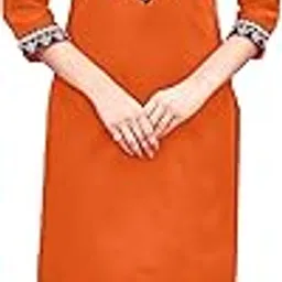 suhita Womens Cotton 3/4 Sleeve V Neck Stylish Embroidery Kurti Office & Casual Wear-picture-20