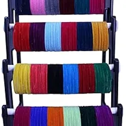 lyychee Lychee Multicolor Velvet Metal Bangles Set for Women & Girls – Soft Finish Traditional Chudi-picture-39
