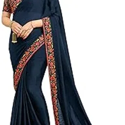 rajeshwar fashion with rf Women's Plain Dyed Solid Silk Saree For Women With Digital Printed Work Lace Border & Blouse Piece(A43 Variation_Multicolored_Free Size 6.30 Mtr)-picture-53