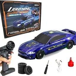 Bestie toys Mini RC Drift Car with Gyro, 1/43 Scale Remote Control Car High Speed Racing Micro Small with Full Proportional RTR 2.4GHz Remote 2 Tire Sets 8 Cones (Foord Mustanng Six Gen)-image-22
