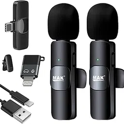 MAK Lavalier Dual Microphone Collar Mic, Type-C Android & Lightning, Plug and Play, Noise Reduction-picture-11