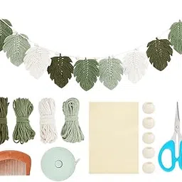 PLIGREAT DIY Leaf Wall Hanging Macrame Kit Green Leaf Woven Tapestry Macrame Knotting Ornament Kit for Bedroom Living Room Office Nursery Hanging Decor Macrame Large Boho Wall Art Kit for Beginner-picture-27