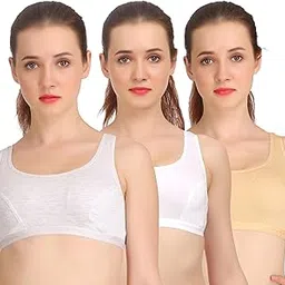 selfcare Women's Solid Cotton Blend New Racerback Design Non Padded Full Coverage Multicolor Sports Bra (Pack of 3)-picture-11