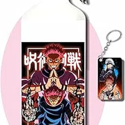 CRAFT MANIACS Jujustu Kaisen Yuji HD Art 600 Ml BPA & Lead Free Sipper Bottle With Free Matching MDF Keychain |-image-23