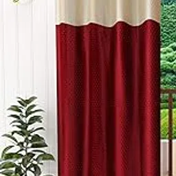 FARRELL Decor 1 Piece Polyester Fancy Curtain for Door (4 x 7 Feet Maroon)-picture-32