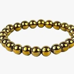 Certified Natural Golden Pyrite Beaded Bracelet, 8mm Beads, Semi-Precious Stone-picture-23