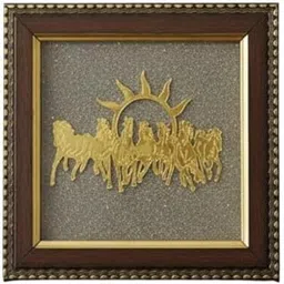 Yashdev Surya Rath Pyrite Frame Yantra | Gold-Toned Sun God Wall Art with Natural Pyrite Stone Base | Sacred Brown Wooden Frame for Home, Temple & Office Desk – 19 × 19 cm-image-57