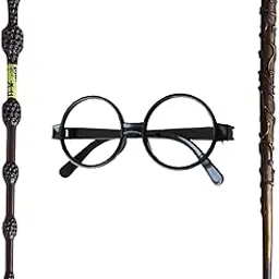 Wand for Harry Potter Wand, Wizard Wands Set with Glasses, Halloween Costume Accessories for Kids, Role Play Magic Stick, Inspired for Harry Potter Accessories, 2 Wands and 1 Glasses-picture-16