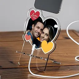 VCART Customized Photo Phone Stand | Picture Frame Stand | Customized Mobile Stand | Cell Phone Holder Stand (Heart Shape 3)-picture-24