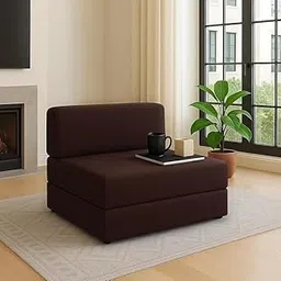 PUM PUM Foldable 2-Seater 36 inch Width Sofa Cum Bed – Soft PU Foam, Space-Saving Convertible Seating for Home & Office,Brown-picture-14