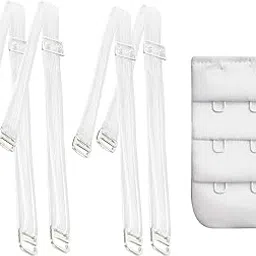 spongy hub 10 mm Women's Latex Fabric Princess Bra Straps (2 Pair) With Bra Extender (1 Pcs) (Black)-picture-39