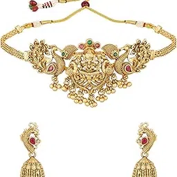Exquisite Necklace Set for Women Stylish | Temple Jewellery Set for Women in Choker Style | South Indian Jewellery Set Traditional | Perfect Gifts for Woman-image-66