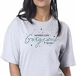 london hills Women's Cotton Oversized Fit Printed T-Shirt Half Sleeve Oversized t Shirts Drop Shoulder Tshirt-picture-24