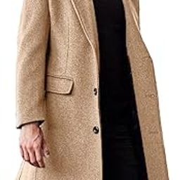 chroes Men's Woolen Fall Winter Office Single Breasted Long Dress Wool Coat Overcoat-picture-46