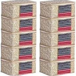 Pack Of 10 Non-Woven Printedc Cloth Storage Organizer with Transparent Window Storage Organizer For Saree,Shirts, Lehenga, Dress Organizer-picture-31