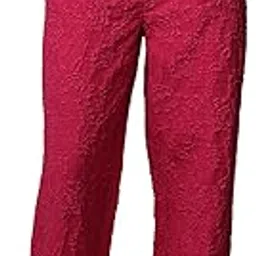 only Women's Jacquard Weave High-Rise Pink Trousers-picture-40