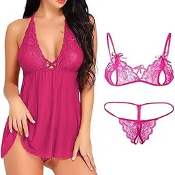 pronest Babydoll Stylish Lingerie Dress for Honeymoon | Fun|Enjoying for Romantic Moment| Beachwear| Beach Party for Woman,Girls,Ladies Dress with Free Size-picture-15