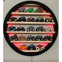 WoodHub Wooden Wall Hanging Lighting Tyre For Home Decor Showpiece Item Kids Toys Stand Wall Decor Living Room Bolgony Office Decor Display Stand Kids Birthday 24 Inch (With Out Toys)(RED)-picture-26