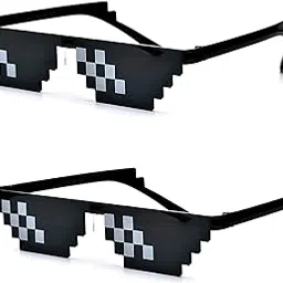 Flybuy hub Thug Life Party Glasses Gangster Gangsta Life Funny Novelty Shades, Photo Props Unisex Sunglasses (Pack of 2 (Black))-picture-58
