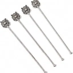 SABERA Vintage Style Stirrer for Drinks | Mocktail/Cocktail Stirrer | Tiger Head Design | Silver-Plated Metal, Set of 4-picture-29