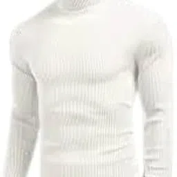 hellknit High Neck Ribbed Cotton T-Shirt for Men & Women – Black & White, Stretch Slim Fit, Full Sleeves, Soft Breathable Casual Wear -HN03 (in, Alpha, L, White)-picture-18