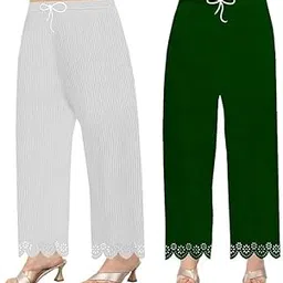 Womens Lycra Palazzo Pants Stretchable Comfortable & Stylish Flared Trousers Lightweight High Waist Bottoms for Daily Office Festive and Casual Wear Pack of 2-picture-44