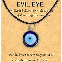 crystu Blue Turkish Evil Eye Pendant | Black Thread Evil Eye Pendant Necklace for Women Men Lucky Protection, Size 20 mm-picture-31