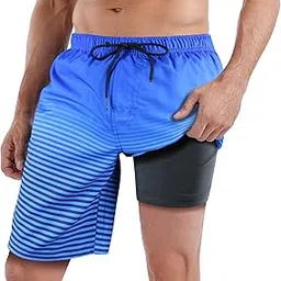 qranss Mens Swimming Trunks with Compression Liner 9'' Quick Dry Long Swim Shorts Swimwear Boardshorts with Boxer Brief Liner-picture-26