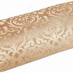 STARNSTYLE Luxurious Damask Pattern Velvet Dori Bolster Cover Set (16x32 Inch, Pack of 1) – Traditional Tie Closure, Dmask Design, Soft Velvet Fabric, Handcrafted Home Decor Beige-picture-13