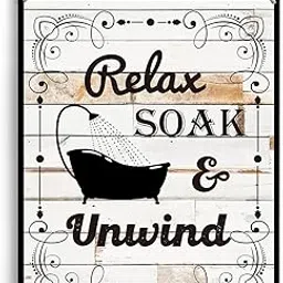 YCYD Farmhouse Bathroom Wall Decor - Relax Soak Unwind Wooden Sign - Rustic Decor Gifts for Men, Women, Friends - 10x8 Inches-picture-10