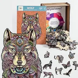 91 Knots | Wolf 65 Pieces Wooden Jigsaw Puzzle Games Puzzle Games for Kids Puzzle for 5 Year Old Kids and Above Animal Shape Puzzle Board (Multicolor)-picture-24