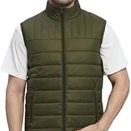 ar-fit Men Geometric Striped Polyester Lightweight Puffer Green Jacket-picture-12