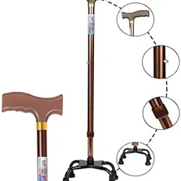 MCP Jindal Aluminium Quadripod Adjustable Four Legged Walking Stick for Old People Support, Men, Women, 4 Leg Cane Stick (Bronze)-picture-15