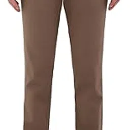 Men Low Rise Tapered Fit Print Pattern Cotton Blend Flat Front Casual Trouser Brown-image-64