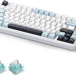 MOLGRIA x Aula F75 Gaming Keyboard, Triple Mode Connected 75% Light Blue Mechanical Keyboard with South-Facing RGB Backlit and Knob(Black,Ice Vein Switch)-picture-16