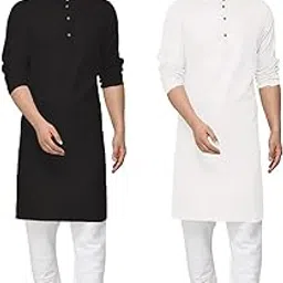 fort worth Cotton Blend Traditional Men's Kurta Pajama Set - Pack of 2, Ethnic Indian Wear-picture-28
