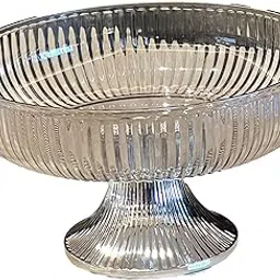 Merishopp Fruit Bowl Decor Pedestal Fruit Bowl for Table Centerpiece Living Room Party Gray Silver-picture-41