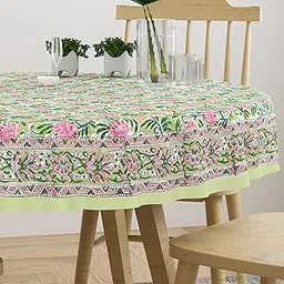 BLOCKS OF INDIA Cotton Hand Block Printed 72 Inch Round Table Cloth (Design 5)-picture-68